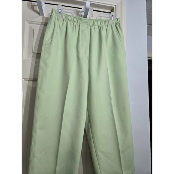 Alia Womens Elastic Waist Light Green Pull-On Pants - Picture 1 of 6